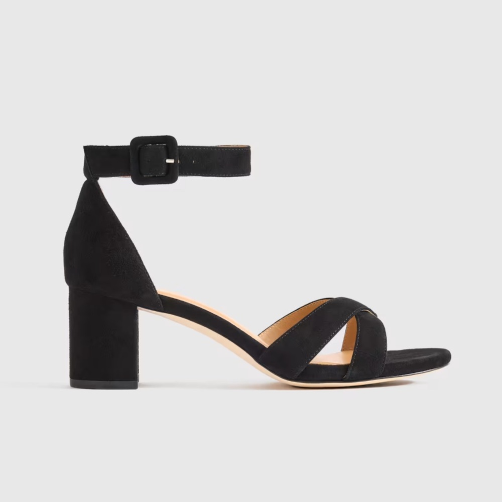 Quince Italian Leather Crisscross Block Heel Sandal